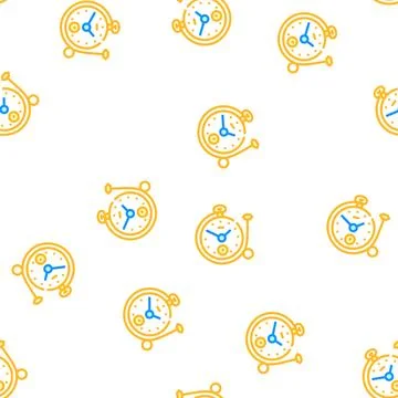 Clock with ring vector seamless pattern Illustrazione stock