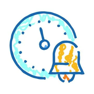Clock with ringing alarm bell notification icon Stock Illustration