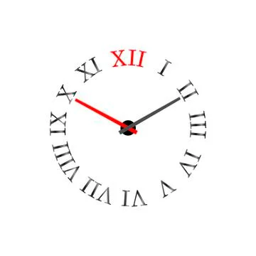 Clock with Roman numerals on the dial. Vector illustration. Stock Illustration