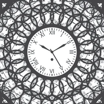 Clock with roman numerals - Isolated Vector Illustration Stock Illustration