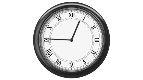 Clock with Roman Numerals.  Isolated on White. Stock Footage 57484474