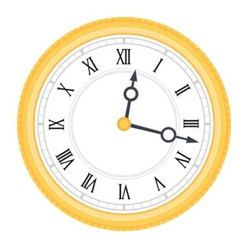 Clock with roman numerals vector icon flat isolated Stock Illustration