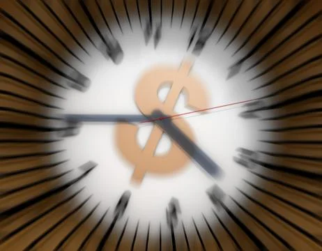 Clock rotates with dollar sign, time is money Stock Illustration