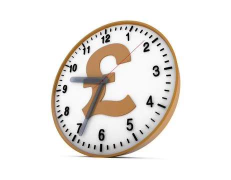 Clock rotates with pound sign, time is money Stock Illustration