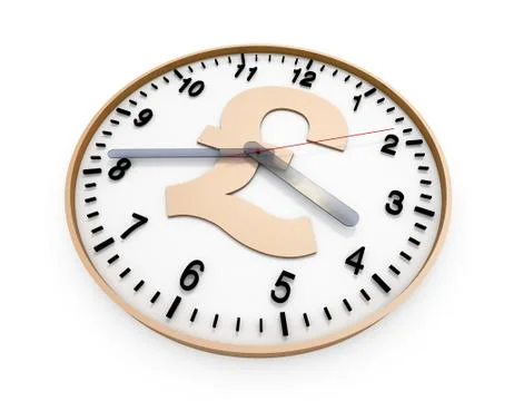 Clock rotates with pound sign, time is money Stock Illustration