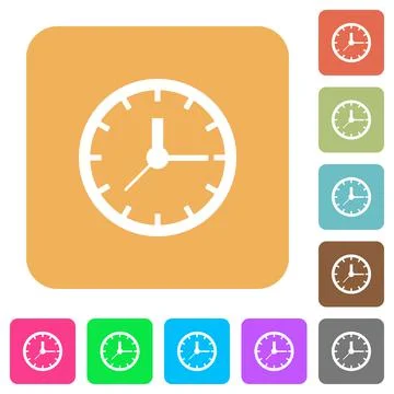 Clock rounded square flat icons Stock Illustration