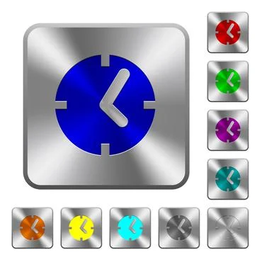 Clock rounded square steel buttons Stock Illustration