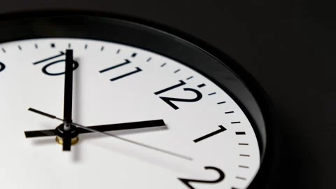 Clock running fast. Time lapse of black and white classic wall clock. Stock Footage 302059703