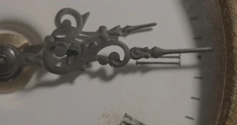 The clock is running. The hour hand counts a couple of minutes. Close up Stock Footage 122325479