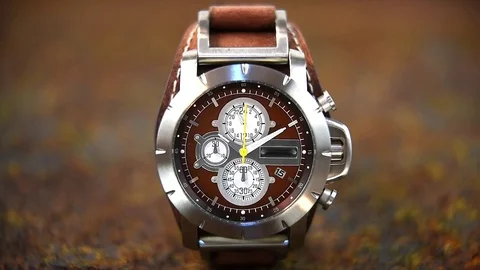 A clock on a rusty old metal Stock Footage 82911561