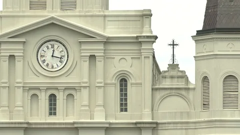 Clock on Saint Louis cathedral Stock Footage 84510246