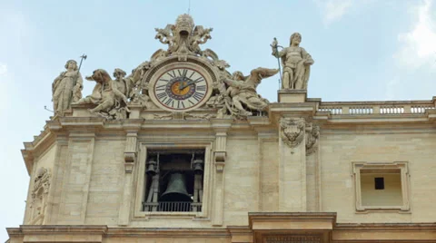 Clock of Saint Peter's Basilica Stock Footage 31782384
