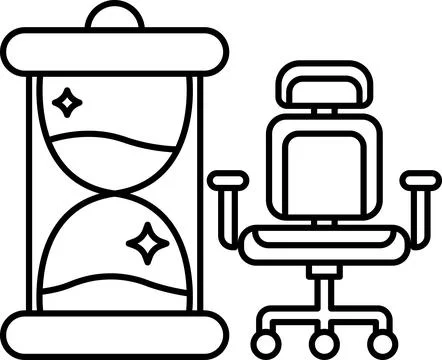 Clock with a sand timer and a chair Stock Illustration
