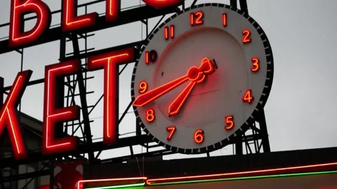 Clock in Seafood Market Stock Footage 154522605