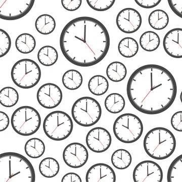 Clock seamless pattern background Icon. Flat vector illustration. Clock sign  Stock Illustration