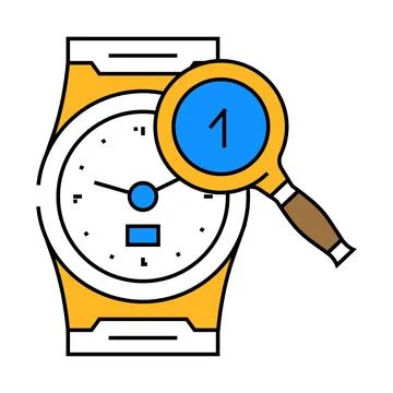 Clock search magnifying glass icon color illustration Stock Illustration