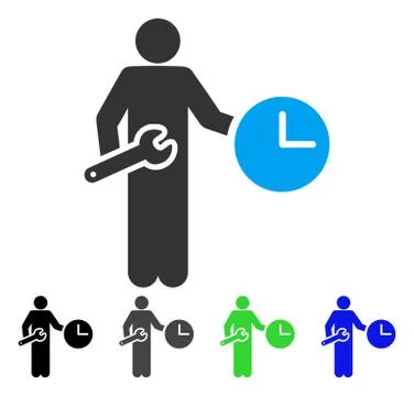 Clock Serviceman Flat Icon Stock-Illustration