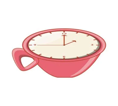 Clock in shape of cup isolated icon Stock Illustration