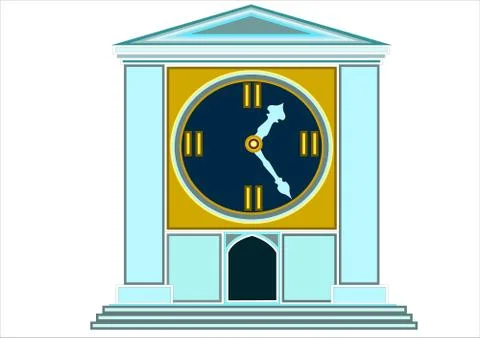 Clock in the shape of a large house Stock Illustration