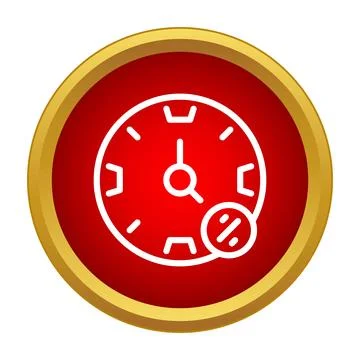 Clock showing countdown timer with percentage discount icon Ilustração Stock