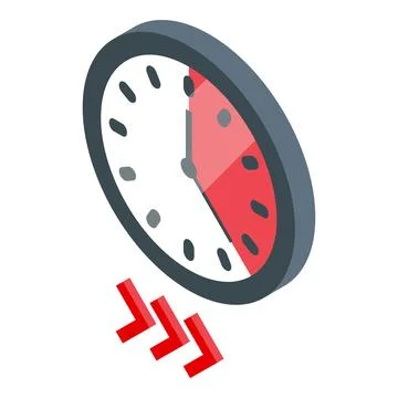 Clock showing deadline approaching with red color sign Stock Illustration