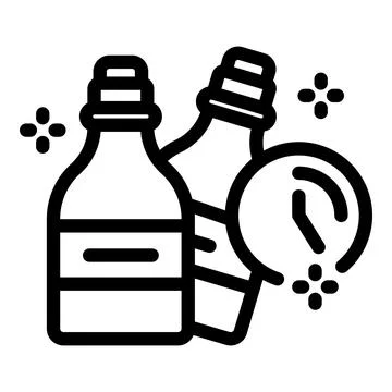 Clock showing five o'clock near two beer bottles symbolizing after work beer Stock Illustration