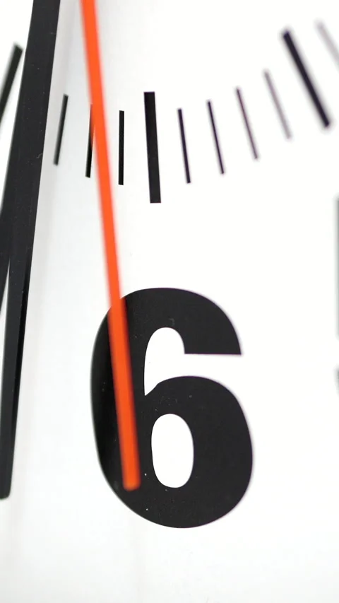 Clock Showing Moving Black Hands Near Number Six. Vertical. Stock Footage 302539745