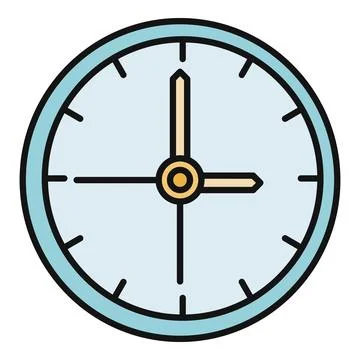 Clock showing three o'clock time icon illustration Illustrazione stock