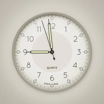 A clock showing three seconds to nine 3d illustration of a clock showing t... Stock Photos