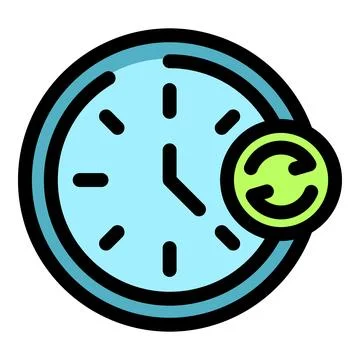 Clock showing time passing and refreshing, history repeating itself Ilustración de archivo