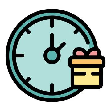 Clock showing time remaining until receiving a gift box Stock Illustration