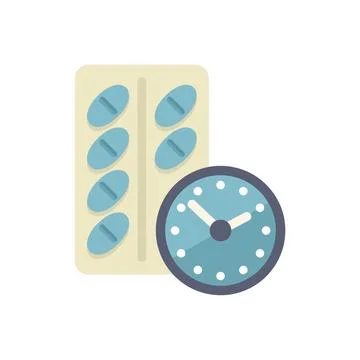 Clock showing time to take daily medicine from blister pack Stock Illustration
