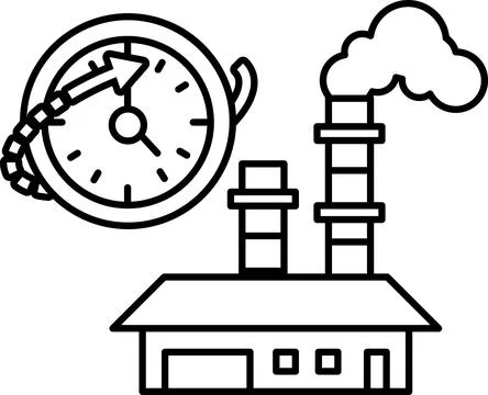 A clock is shown with a chain around it, and a building in the background Ilustración de archivo