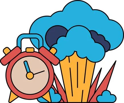 A clock is shown with a cloud in the background Stock Illustration