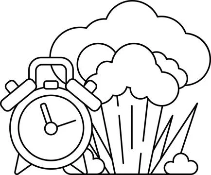 A clock is shown with a cloud in the background Stock Illustration