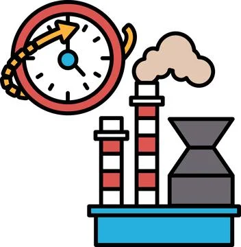 A clock is shown with the hands on the numbers 3 and 9 Illustrazione stock