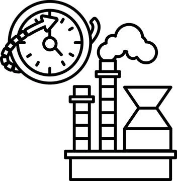 A clock is shown with the hands on the numbers 3 and 9 Stock Illustration