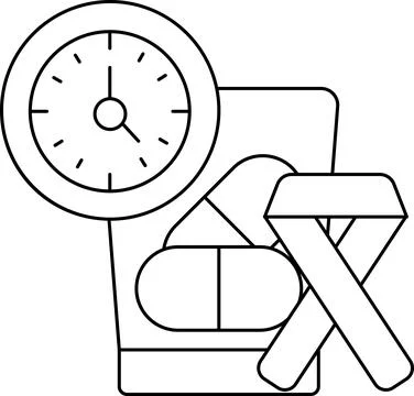 A clock is shown with the hands at the numbers 3 and 9 Stock Illustration