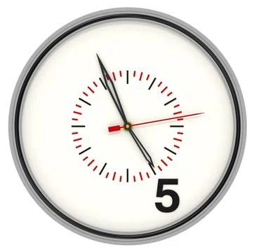 The clock shows the end of working hours 库存插图