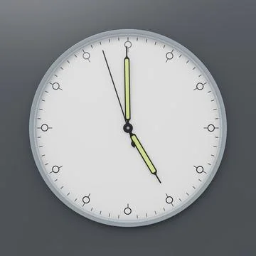A clock shows five o'clock 3d illustration Stock Illustration