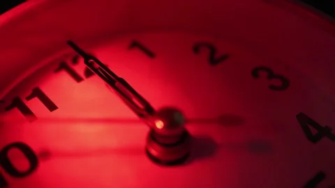 The clock shows the mystical time of 00:00. Midnight. Close-up. Stock Footage 252807754
