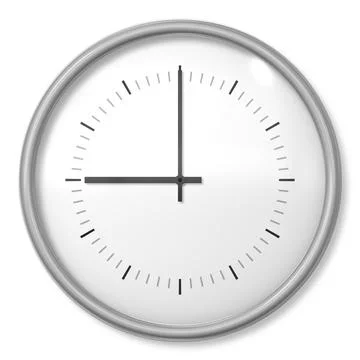 A clock shows nine o'clock 3d illustration Stock Illustration