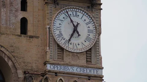 Clock on the side of Cattedrale di Palermo Stock Footage 88602836
