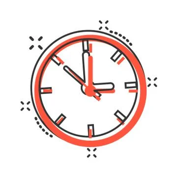 Clock sign icon in comic style. Time management vector cartoon illustration o Stockillustratie