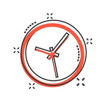 Clock sign icon in comic style. Time management vector cartoon illustration o Stock Illustration