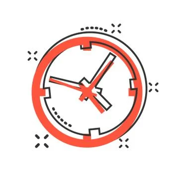 Clock sign icon in comic style. Time management vector cartoon illustration o 库存插图