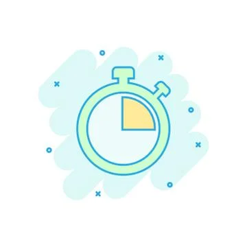 Clock sign icon in comic style. Time management vector cartoon illustration o Stock Illustration