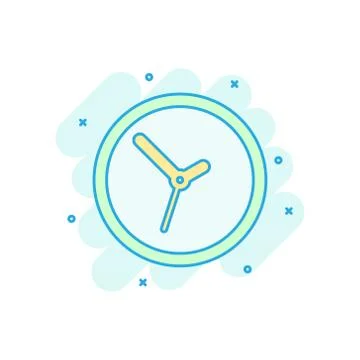 Clock sign icon in comic style. Time management vector cartoon illustration o 库存插图