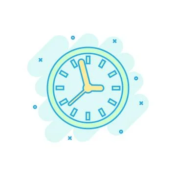 Clock sign icon in comic style. Time management vector cartoon illustration o 库存插图