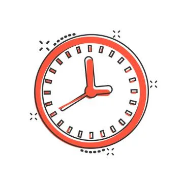 Clock sign icon in comic style. Time management vector cartoon illustration o Stockillustratie